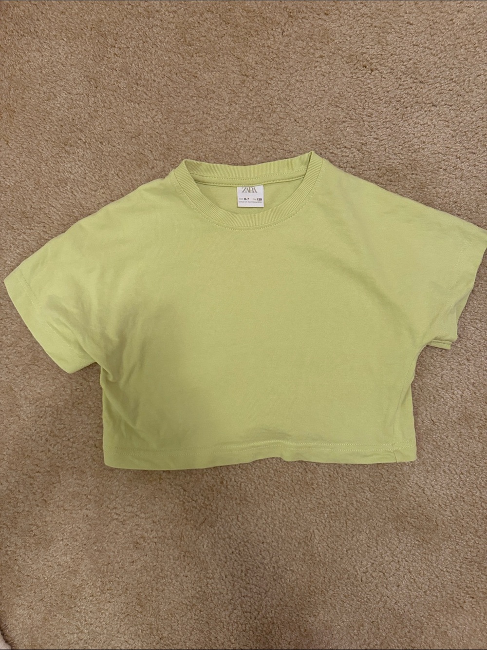 ZARA Light Lime Cropped Tee - kids Short Sleeve Top